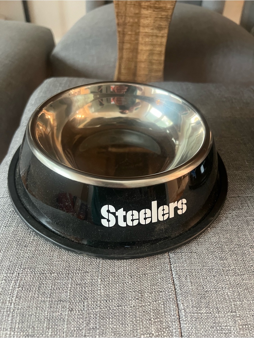 NFL Steelers Black Stainless Steel Pet Bowl